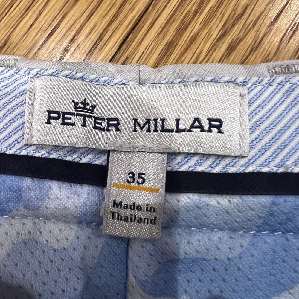 Peter Millar Mens Golf Shorts Floral AOP Pattern Gray White‎ Size 35